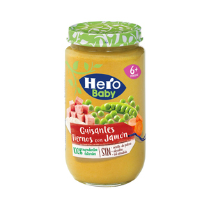 HERO BABY GUISANTES TIERNOS CON JAMON 235G